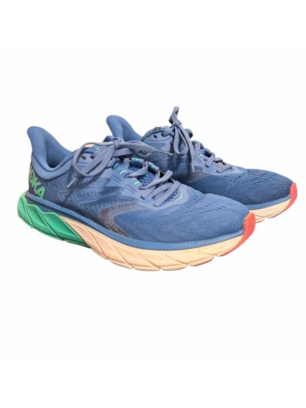Hoka Arahi 5 Running Shoes Sneakers Mosaic Blue Luminary Green Size 7.5